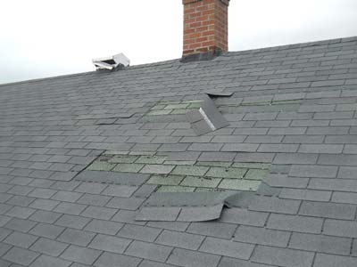 Roof missing shingles
