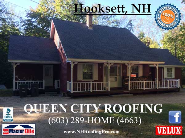 Maroon home in Hooksett, NH with roof by Queen City Roofing