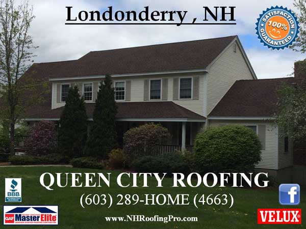 Beige house with brown shingles in Londonderry, NH