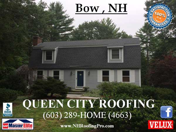 Gray house with two dormers roof by Queen City Bow, NH